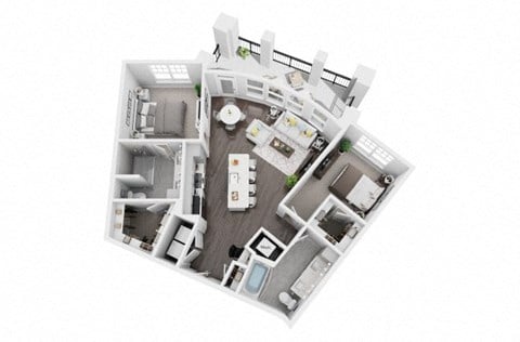 Floor plan for 2 beds, 2 baths, 1103 sqft